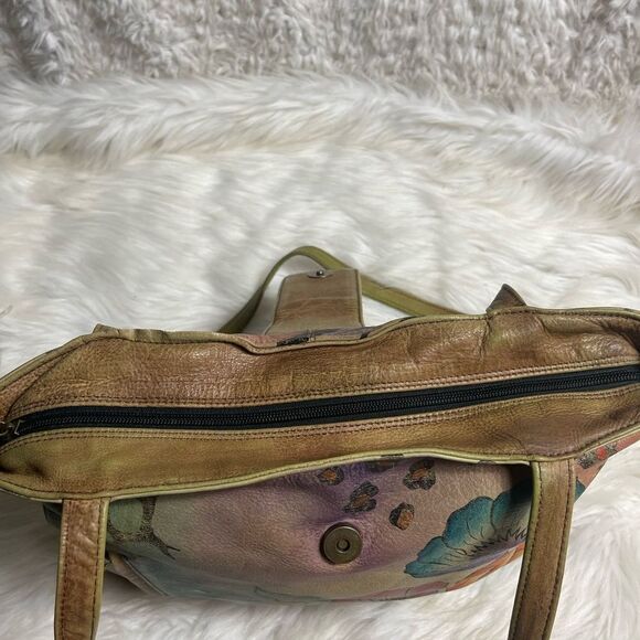 Anuschka Hand Painted Leather Medium Tote Floral Double Handle. - Picture 12 of 15